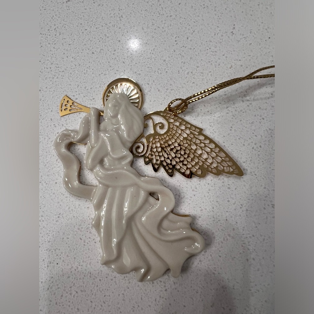 Vintage Lenox Hark The Harold Angel Christmas Ornament Gold‎ Wings Original Box